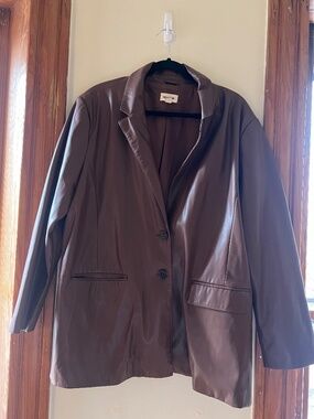 Oversized vegan leather blazer